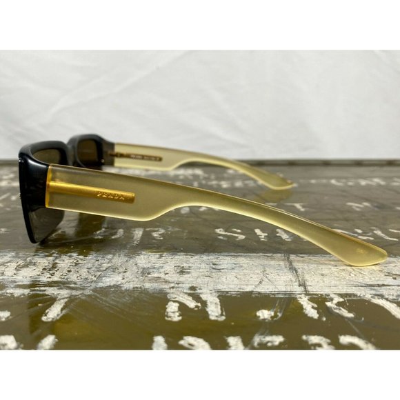 Y2K PRADA Gradient Unisex Sunglasses Black Tan Made in Italy SPR09B 60 5AZ-3N1 - Picture 7 of 13